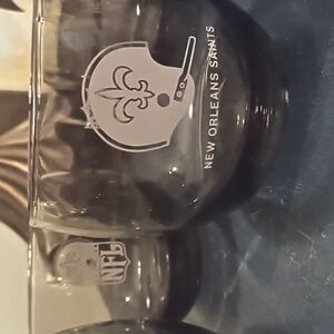 Vintage New Orleans Saints glasses.  7 available. Smoked gray